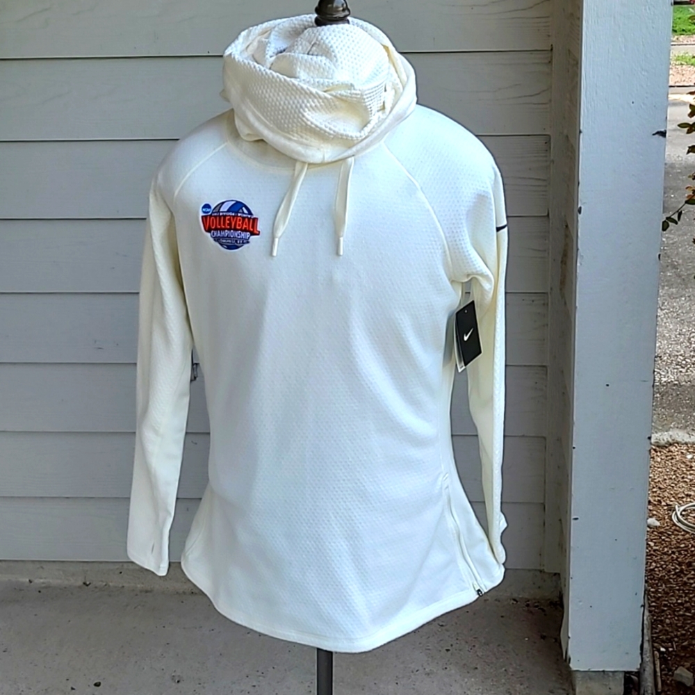 NIKE Beige White Fleece Cowl Collar Womens XL Pullover Sweater 508217-133 NEW